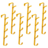 Kuber Industries 5-Level Cloth Hanger|Multipurpose Cloth & Towel Holder|Iron Spray Material|Easy Installation|Interchangeable Over The Door Towel Holder|ZT-3115(Y) Pack of 6|Yellow